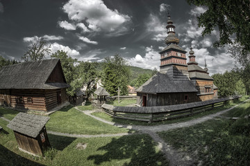 Wooden church in museum Mikulasova in museum, Slovakia