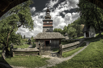 Wooden church in museum Mikulasova in museum, Slovakia