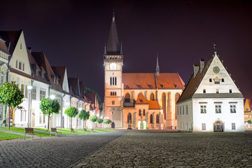 Fototapeta na wymiar Historic square in Bardejov at night, Slovakia