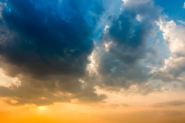 colorful dramatic sky with cloud at sunset