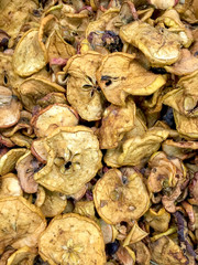 Food background - Dried apples close-up