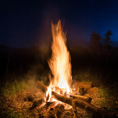 Big fire in orange bonfire