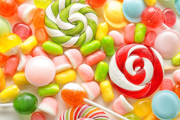 Fototapeta na wymiar Tasty colorful candies, closeup