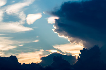 colorful dramatic sky with cloud at sunset