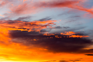 colorful dramatic sky with cloud at sunset