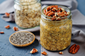 Pumpkin Chia seeds overnight oats with pecans