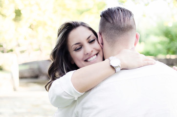 Fototapeta premium big hug of boy and girl, happiness