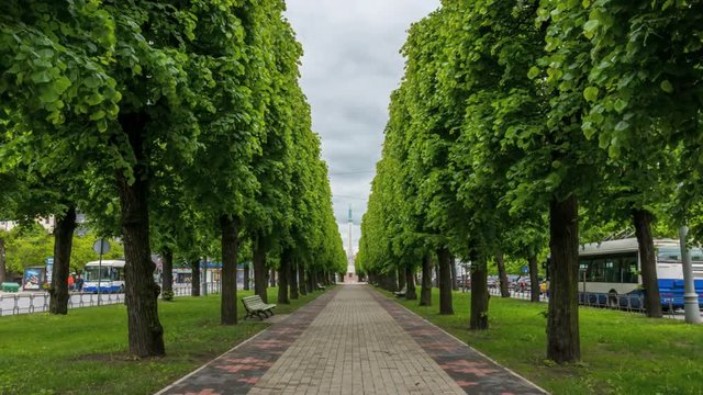 A hyperlapse of the Freedom monument of Latvia