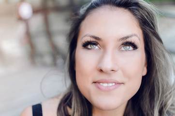 wrong job with eyelash extension on woman eyes