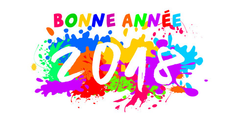 Naklejka premium Bonne année 2018 - tâches d'encre - coloré
