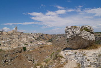 Fototapeta na wymiar Matera (Basilicata) - The historic center of the wonderful stone city of southern Italy, a tourist attraction for the famous 