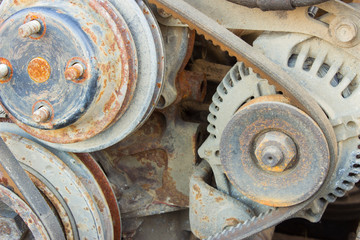 belt of the generator and an old car generator