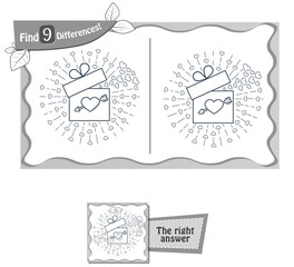 find 9 differences game  gift valentine