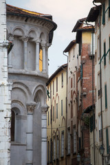 Fototapeta na wymiar Building closeup, Lucca, Tuscany in Italy