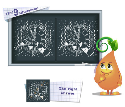 game find 9 differences clock christmas
