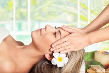 Obraz na płótnie Canvas Woman on the facial massage