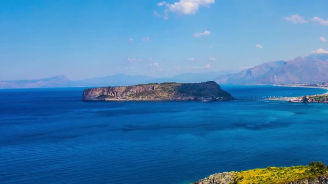 Dino Island and Blue Sea, Isola di Dino, Praia a Mare, Calabria, South Italy, Time Lapse, 4k
