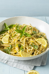 Homemade Basil Lemon Spaghetti