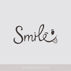 Graphic Emoticon, Emoji. Text inscription Smile icons. Isolated vector illustration on white background