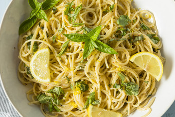Homemade Basil Lemon Spaghetti