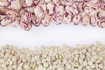 Beans of lentils and pinto beans 