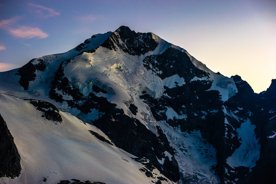 Mountains of Switzerland: Piz Bernina at dusk