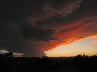 weird cloud formation over the city