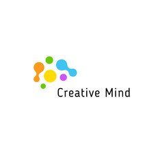 Fototapeta na wymiar Brain storming business vector isolated logo template. Colorful creative mind logotype connected points. Dots simple logotype.