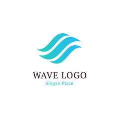 Wavy wave in round shape, red and blue feather logos. Isolated abstract decorative logo set, design element template on white background