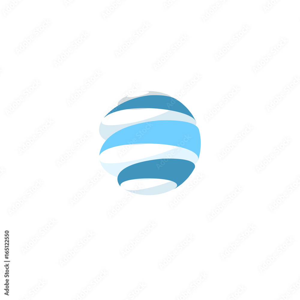 Aufkleber abstract blue global planet stripped vector logos template. rotating blue strips, circular planet in