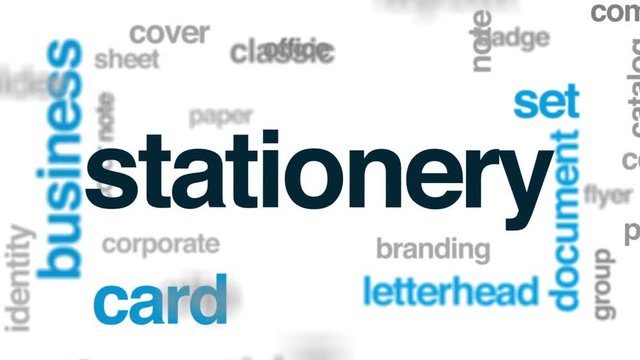 Stationery animated word cloud, text design animation.