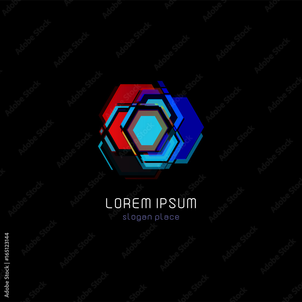 Aufkleber futuristic reactor abstract colorful vector logo template. innovative technologies digital design ef