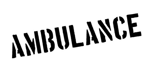 Ambulance rubber stamp. Grunge design with dust scratches. Effects can be easily removed for a clean, crisp look. Color is easily changed.