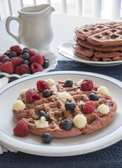 Waffle and berries breakfast