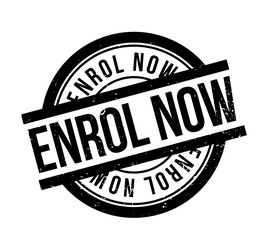 Enrol Now rubber stamp. Grunge design with dust scratches. Effects can be easily removed for a clean, crisp look. Color is easily changed.
