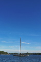 Lone boat on clear sky view 