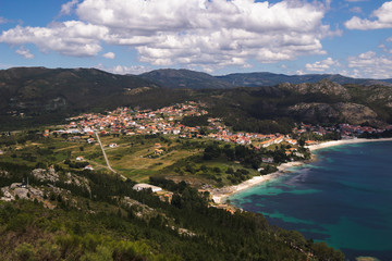 Fototapeta na wymiar San Francisco maritime village in Galicia, Spain, seen from top of Mount Louro