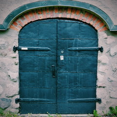 Old metal barn entrance door 