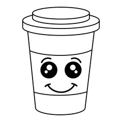 coffee in plastic cup kawaii character vector illustration design
