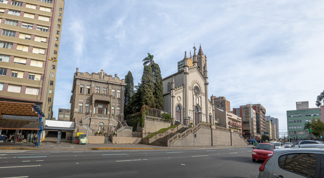 Sinimbu Street and Santa Teresa D'Avila Cathedral - Caxias do Sul, Rio Grande do Sul, Brazil