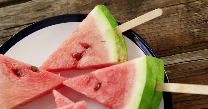 Slices of watermelon kept in plate