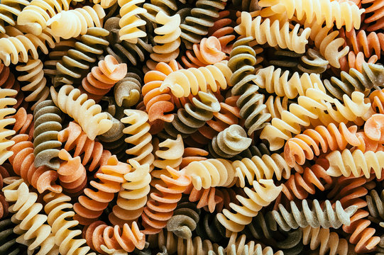 Spirelli Pasta Background, Macro