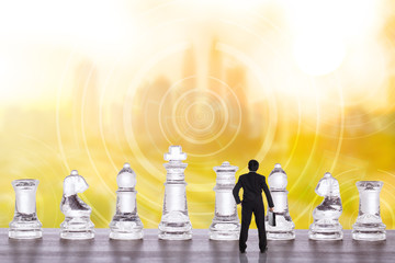 Chess glass pieces strategy of business