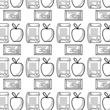 Diploma And Certicate Graduation With Apple Fruit Background