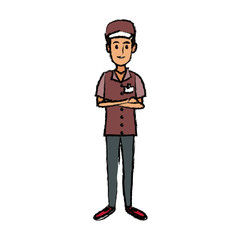 man in uniform of delivery worker standing