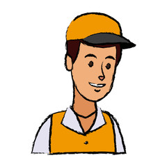 worker portrait of delivery man with cap