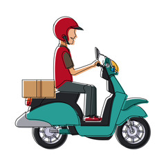 delivery boy ride scooter motorcycle service order shipping