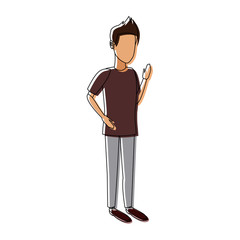 young man character people standing cartoon