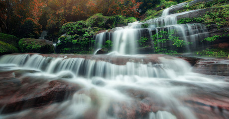 Beautiful Waterfall In Bung Kan National Park, tad vi marn tip waterfall,thailand