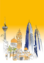 Kuala lumpur city skyline and merdeka square